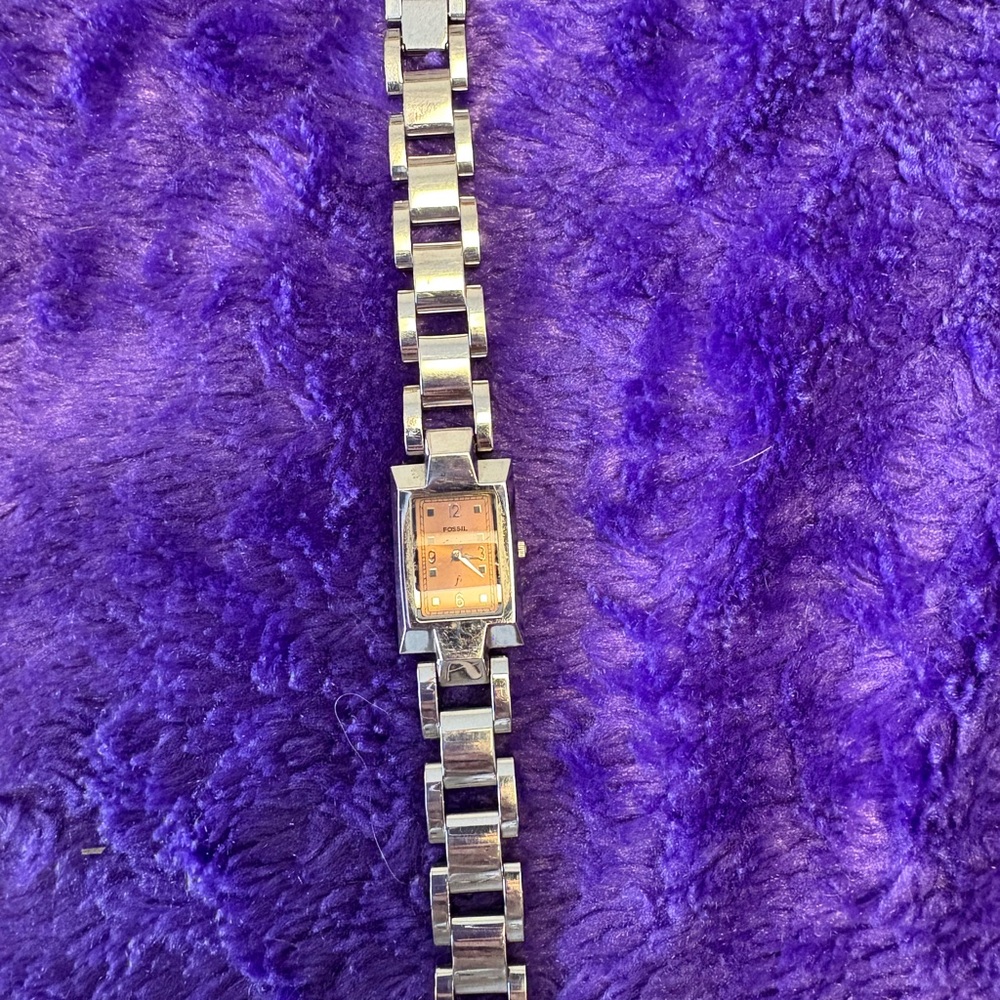 Silver Watch with Orange Dial